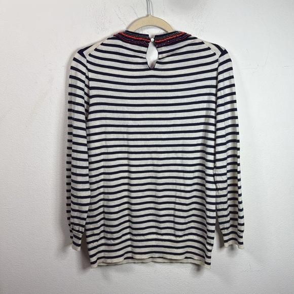 (R6)J. Crew Navy
Stripe 3/4 Sleeve Beaded
Neckline Merino Wool
Sweater,Sz L - Picture 7 of 13